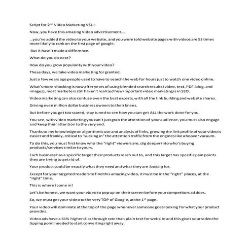 Video Marketing VSL - 2nd VSL