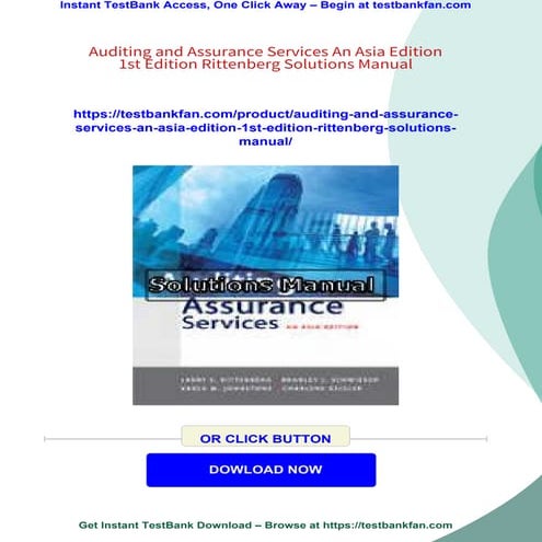 Auditing and Assurance Services An Asia Edition 1st Edition Rittenberg Soluti...