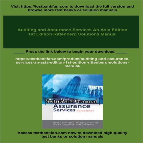 Auditing and Assurance Services An Asia Edition 1st Edition Rittenberg Soluti...