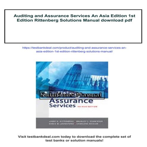 Auditing and Assurance Services An Asia Edition 1st Edition Rittenberg Soluti...