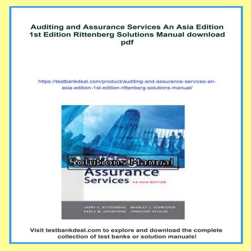 Auditing and Assurance Services An Asia Edition 1st Edition Rittenberg Soluti...