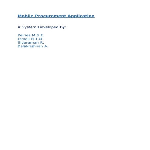 Mobile Procurement Application