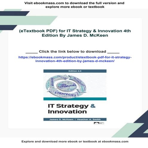 (eTextbook PDF) for IT Strategy & Innovation 4th Edition By James D. McKeen