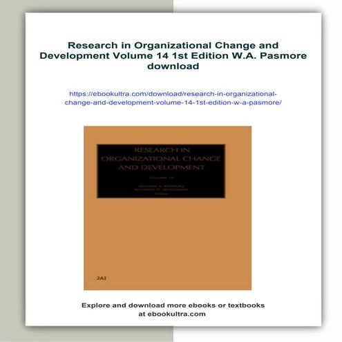 Research in Organizational Change and Development Volume 14 1st Edition W.A. ...