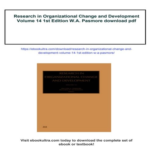Research in Organizational Change and Development Volume 14 1st Edition W.A. ...