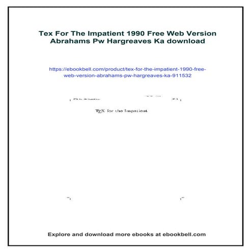 Tex For The Impatient 1990 Free Web Version Abrahams Pw Hargreaves Ka