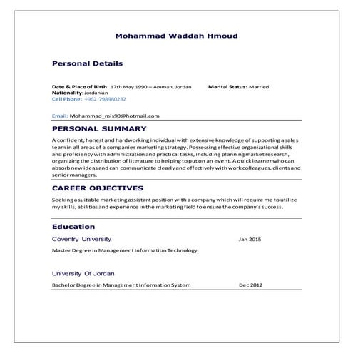 Mohammad Al Hmoud CV | DOCX