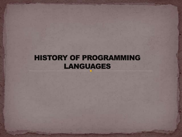 History of Programming Language