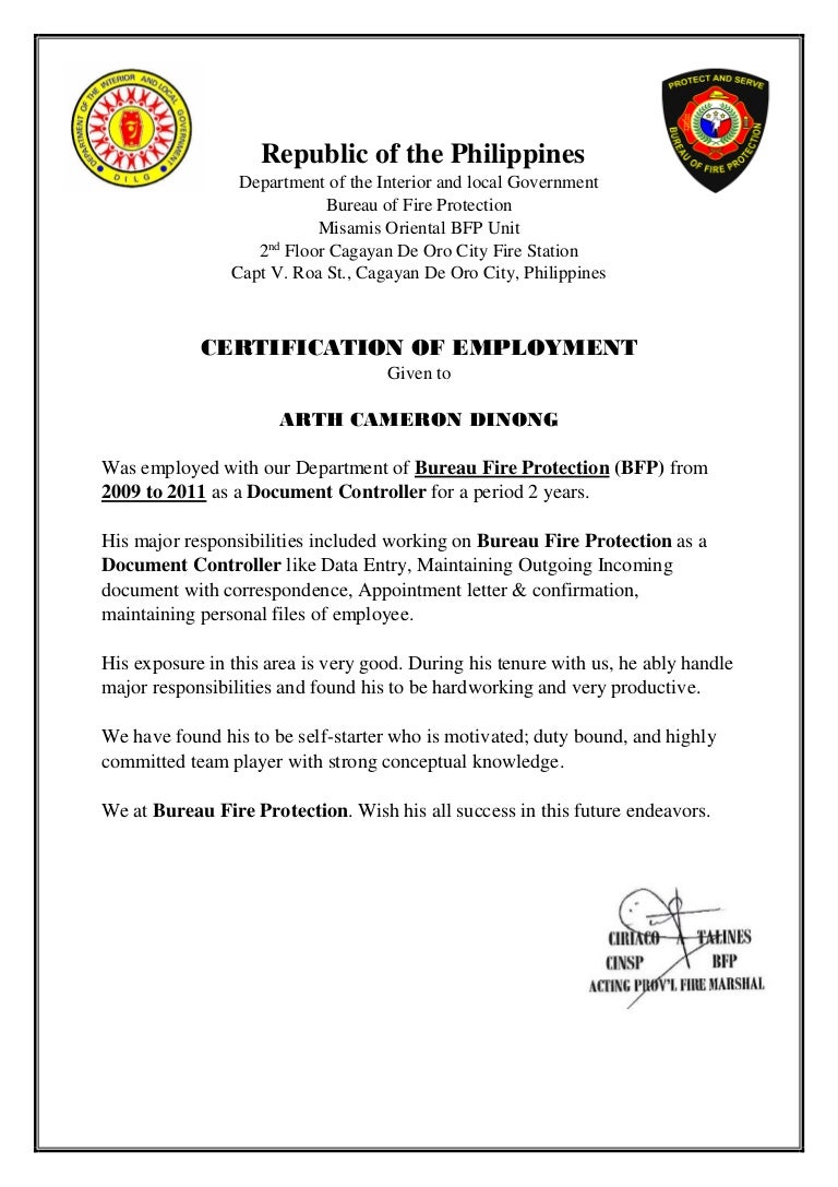 bfp certification document controller document controller