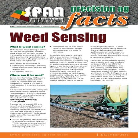 Weed Sensing SPAA Precision Agriculture Factsheet 2016