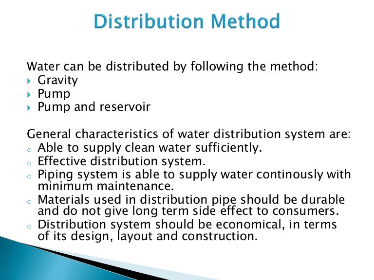 Water distribution system