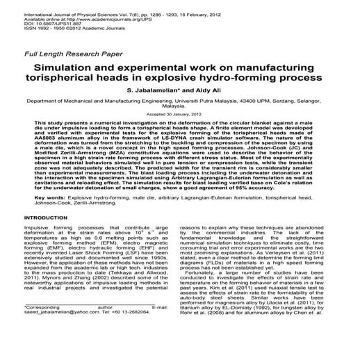 12-2-Publication-Experimental Analysis of Explosive Forming