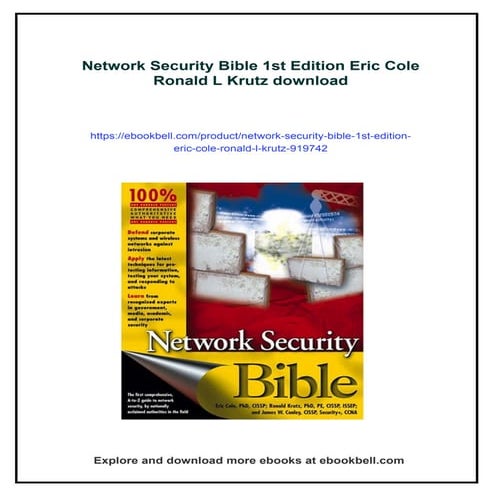 Network Security Bible 1st Edition Eric Cole Ronald L Krutz | PDF