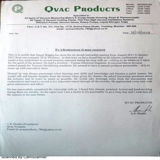 INTERNSHIP EXPERIENCE CERTIFICATE