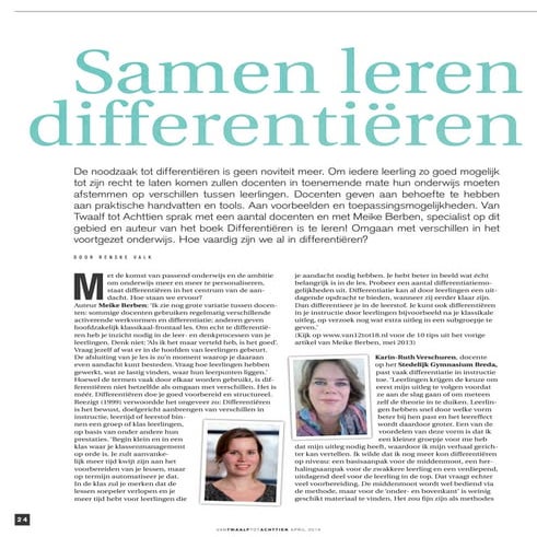 Artikel van 12 tot 18 Samen leren differentieren