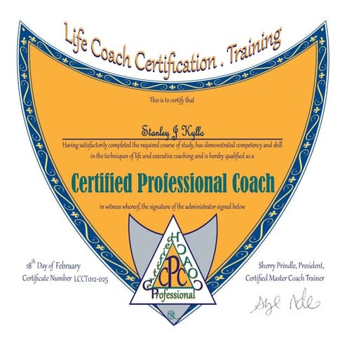Life Coach Certificate Stanley J Kyllo | PPT