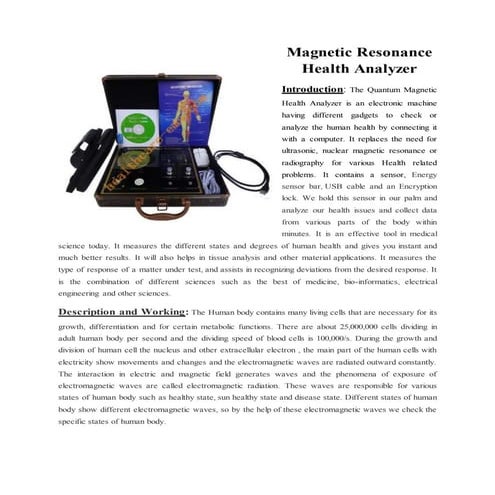 magnetic resonance health analyser