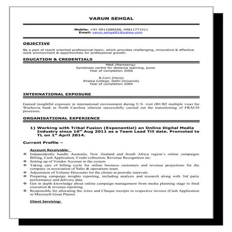 Resume of Varun Sehgal