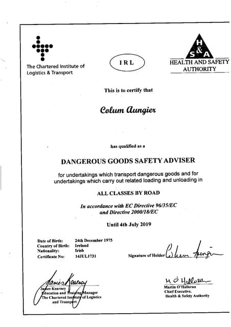 DGSA Certificate