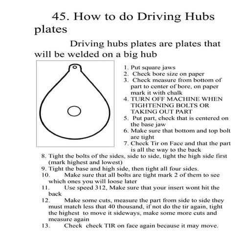 45 driving hubs plates