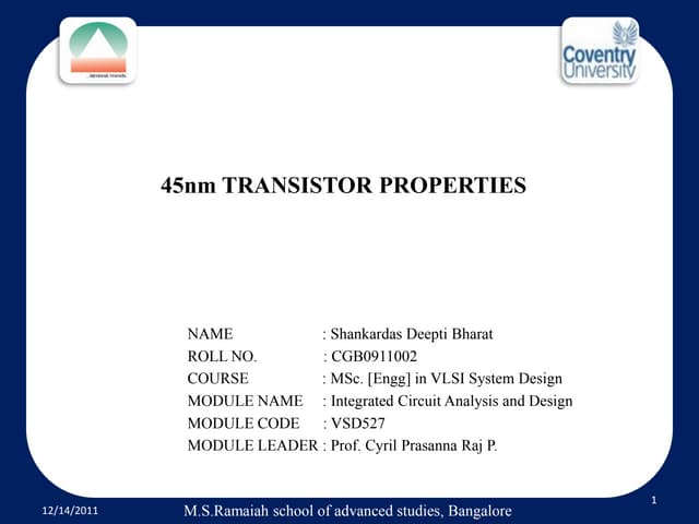 45nm transistor properties