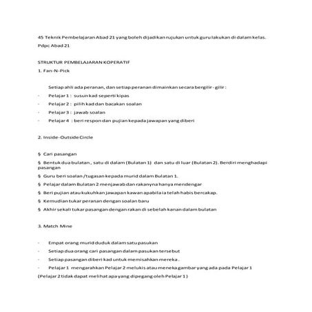 AKTIVITI PAK21. Pembelajaran pak abad 21 | PDF