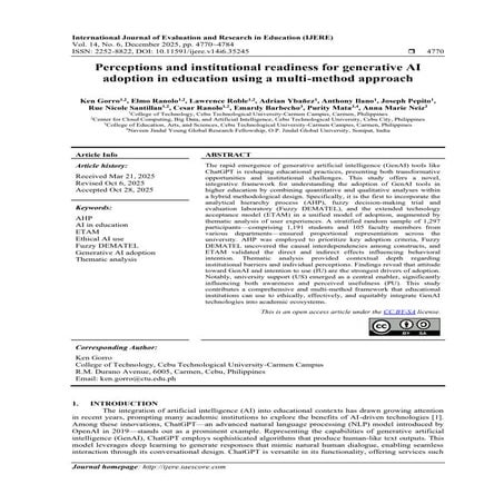 Perceptions and institutional readiness for generative AI adoption in ...