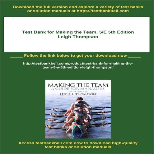 Test Bank for Making the Team, 5/E 5th Edition Leigh Thompson | PDF