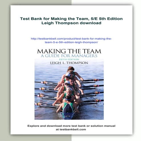 Test Bank for Making the Team, 5/E 5th Edition Leigh Thompson | PDF