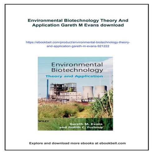Environmental Biotechnology Theory And Application Gareth M Evans