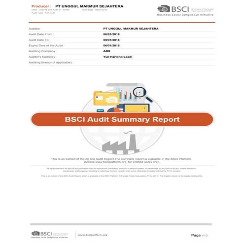 UMS BSCI Report 2016