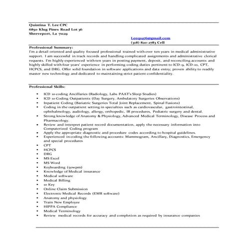 Quintina Lee Resume II