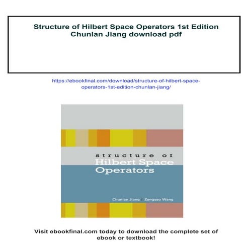 Structure of Hilbert Space Operators 1st Edition Chunlan Jiang | PDF