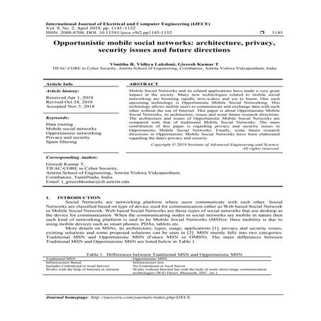 Opportunistic mobile social networks: architecture, privacy, security issues ...