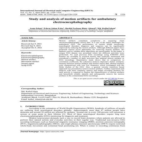 Study and analysis of motion artifacts for ambulatory  electroencephalography