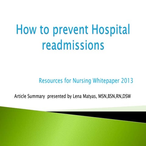 How to prevent Hospital readmissions