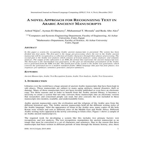 A Novel Approach for Recognizing Text in Arabic Ancient Manuscripts 