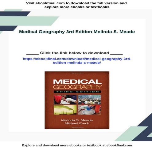 Medical Geography 3rd Edition Melinda S. Meade | PDF