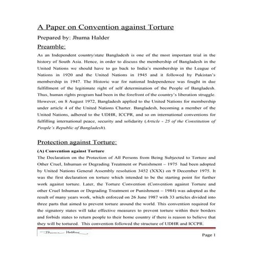 Presentation Paper of Convention against Torture