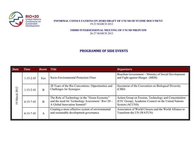 March Informals and Third Intersess...