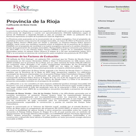 Bono Verde: Lo califican con Perspectiva Negativa