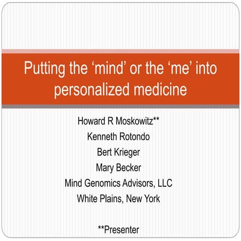 Personalized medicine - putting the 'Mind' inside