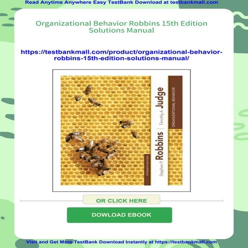 Organizational Behavior Robbins 15th Edition Solutions Manual