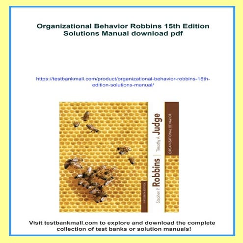 Organizational Behavior Robbins 15th Edition Solutions Manual