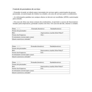 Controle de prestadores de servico