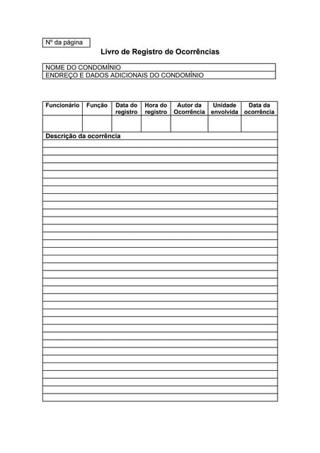 Livro de ocorrência como escrever