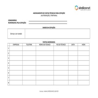 Agendamento - Visitas tecnicas 