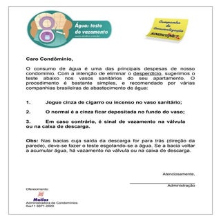 Agua - teste de vazamento