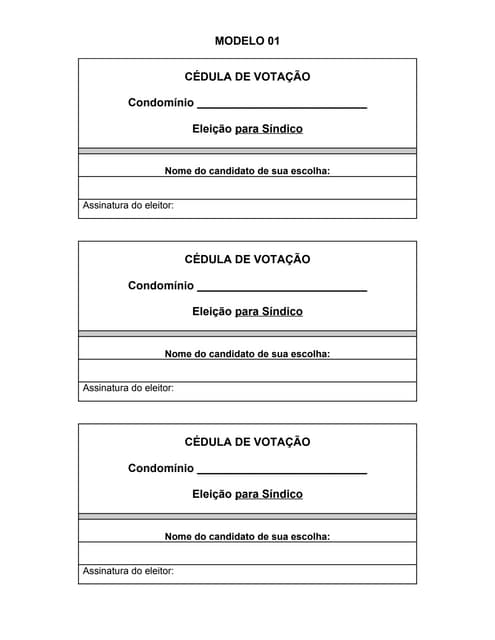 Cedula de eleicao 