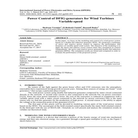 Power Control of DFIG-generators for Wind Turbines Variable-speed
